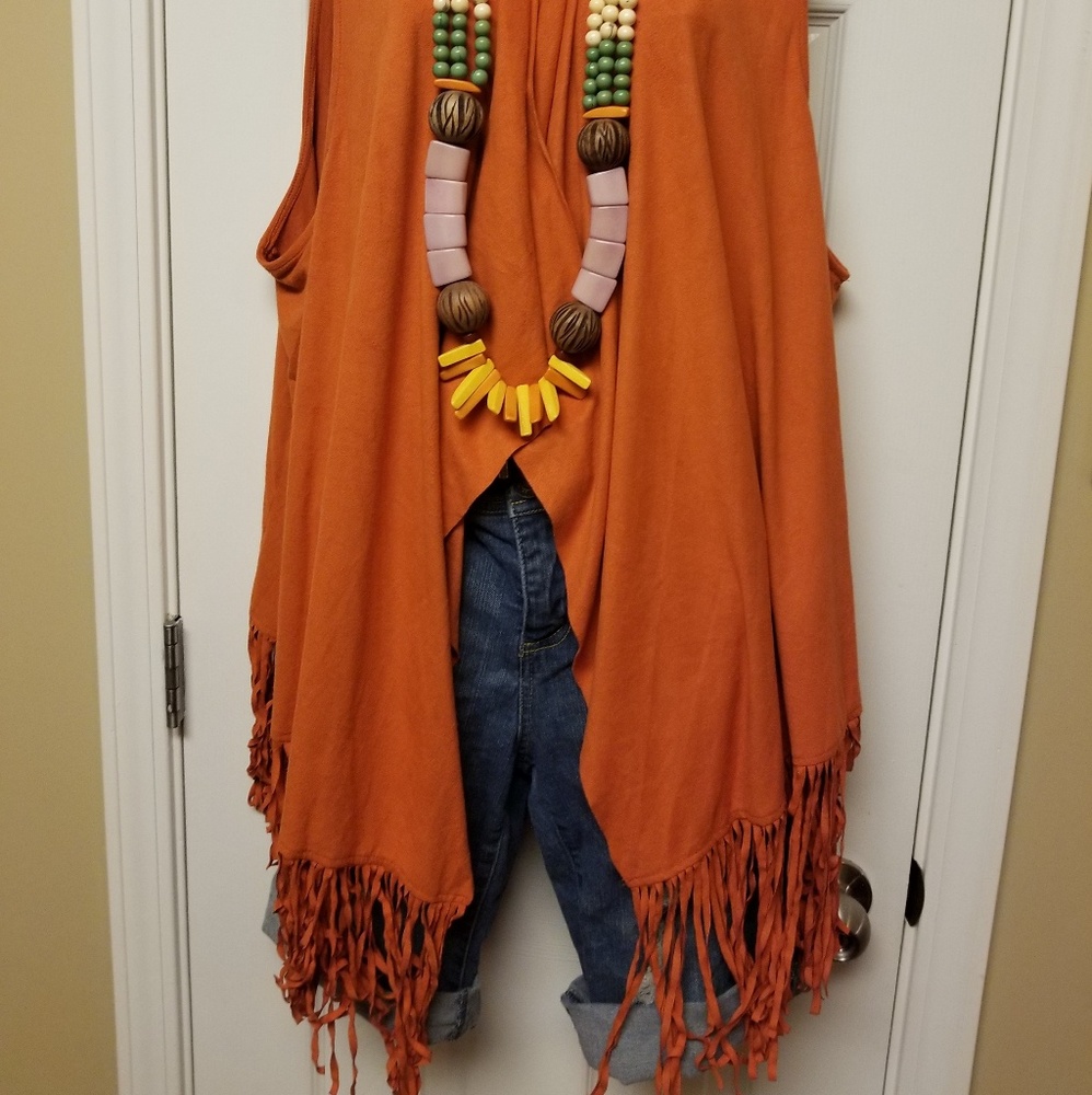 Orange suede vest
